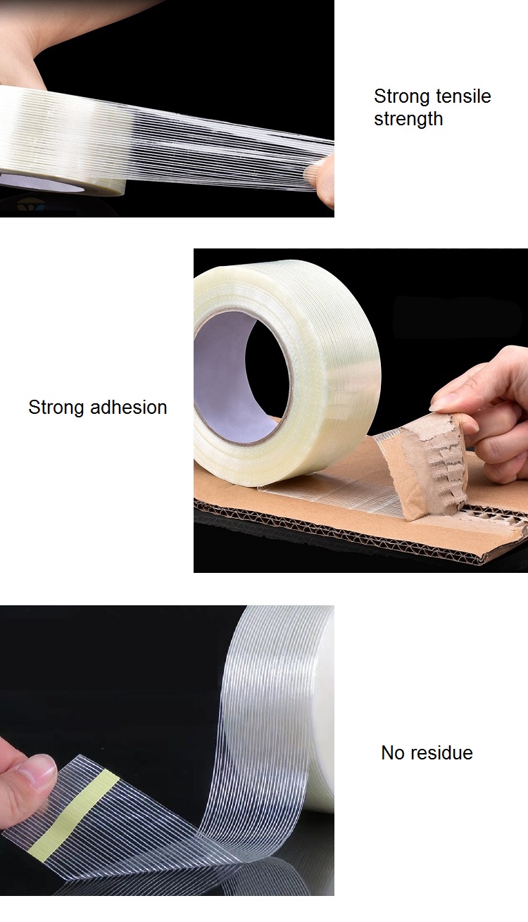 reinforced strapping f class self adhesive cross weave bidirectional straight glass fiber tape fiberglass filament tape jumbo